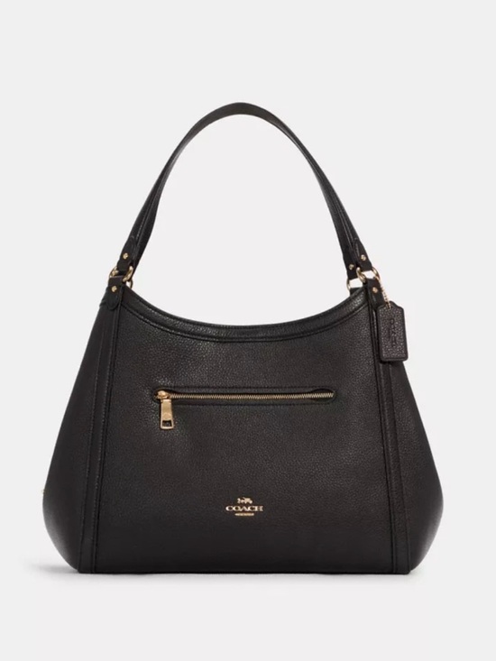Coach Handbags - Coach Kristy Black Pebbled Leather Shoulder Bag